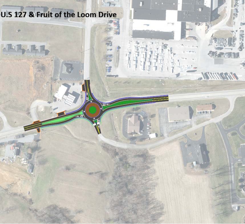 US 127 and Fruit of the Loom Drive Roundabout Map.jpg