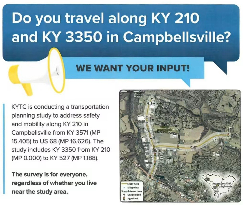 Public survey and Information for KY 210 in Campbellsville.