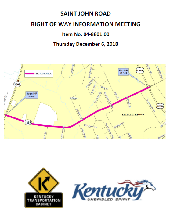 KY 1357 Right Of Way Informational Meeting Handout 2018