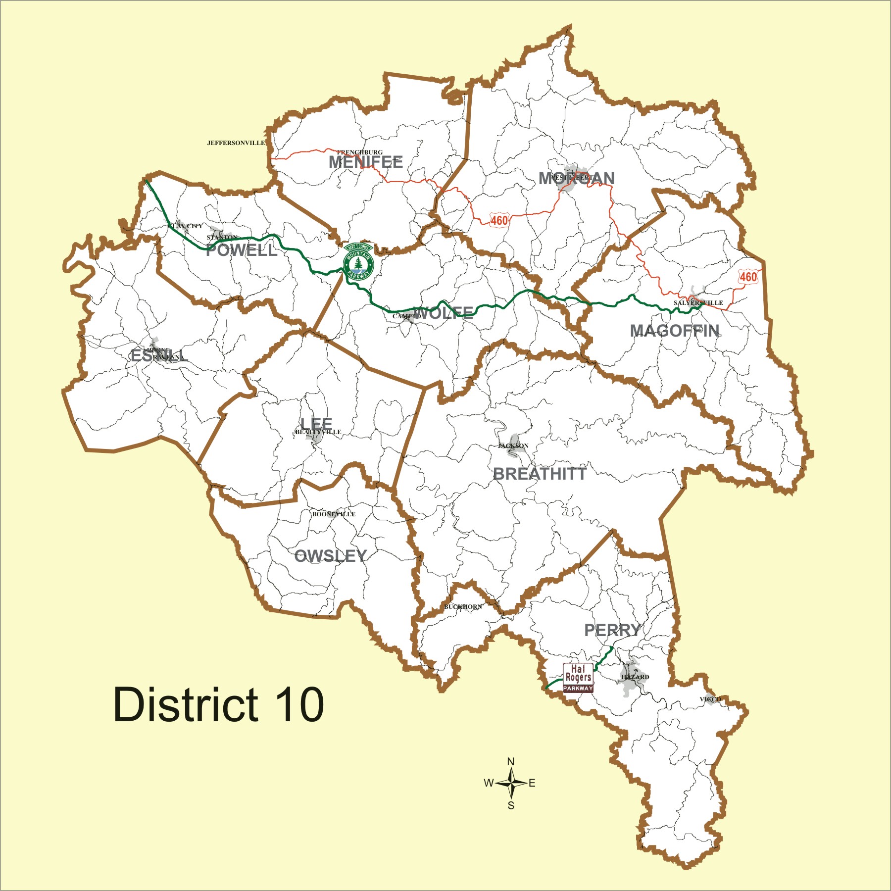 Map of District 10 counties