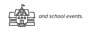 school events with school building icon