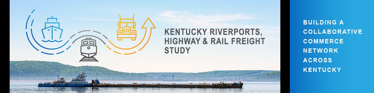 Kentucky Riverport highway and rail freight study graphic barge on waterway