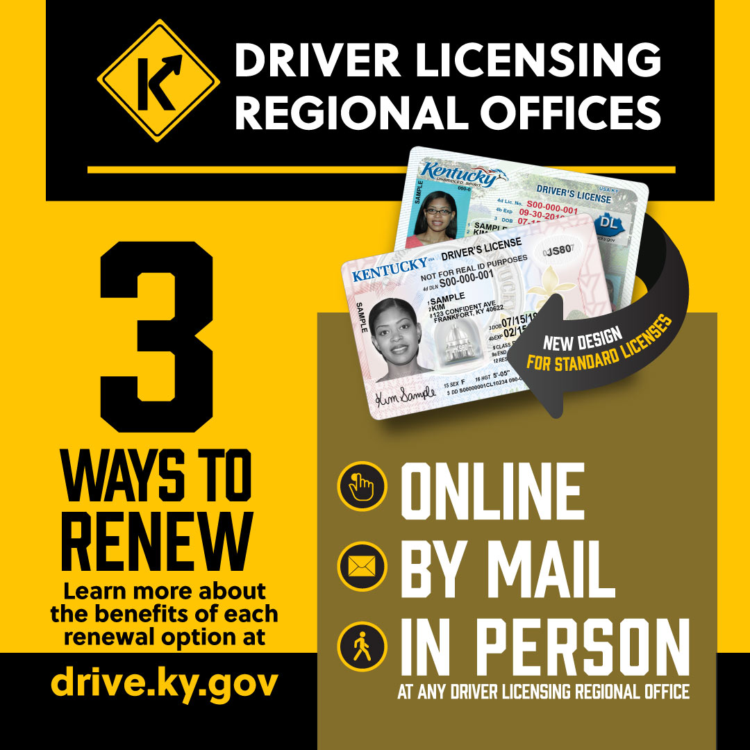 3 Ways to renew your license - Online, In person, and by mail