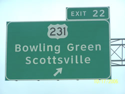 bowling green scottsville green guide sign